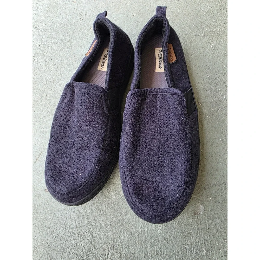 Dearfoams‎ Cozy Comfort Mens Slippers Navy Blue Microsuede Loafers Size L 11-12